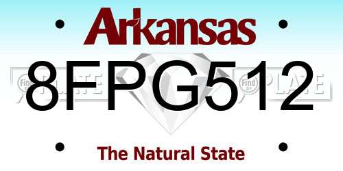 8FPG512 Arkansas License Plate