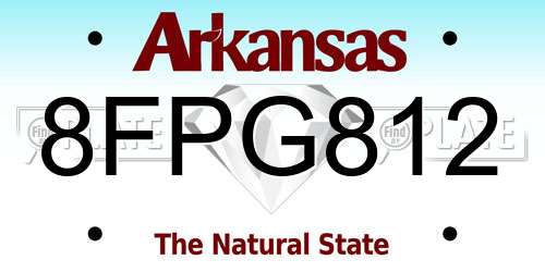 8FPG812 Arkansas License Plate