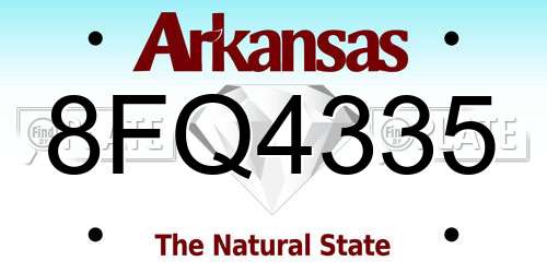 8FQ4335 Arkansas License Plate