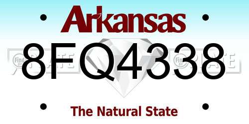 8FQ4338 Arkansas License Plate