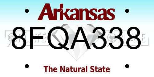 8FQA338 Arkansas License Plate