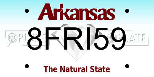 8FRI59 Arkansas License Plate