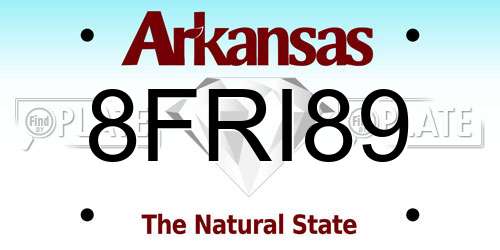 8FRI89 Arkansas License Plate