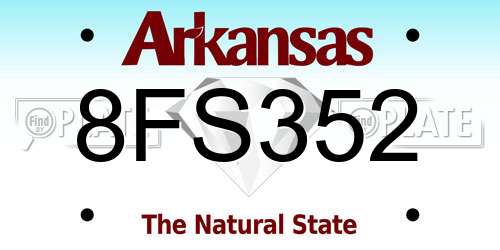 8FS352 Arkansas License Plate