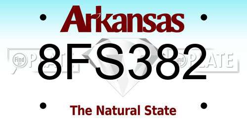8FS382 Arkansas License Plate