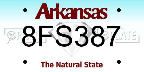 8FS387 Arkansas License Plate