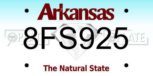 8FS925 Arkansas License Plate