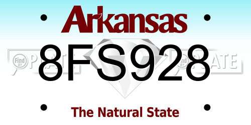 8FS928 Arkansas License Plate