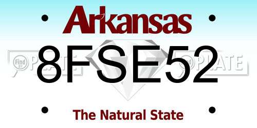 8FSE52 Arkansas License Plate