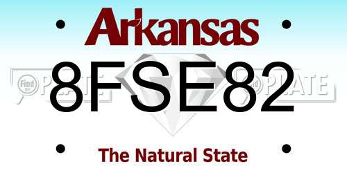 8FSE82 Arkansas License Plate