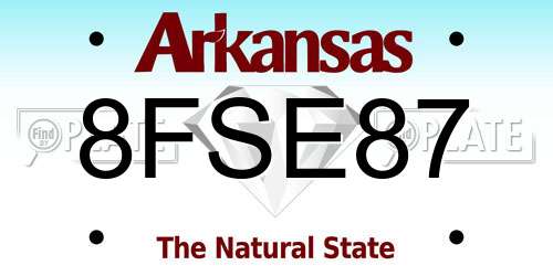 8FSE87 Arkansas License Plate