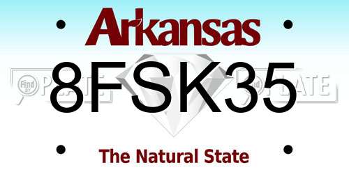 8FSK35 Arkansas License Plate