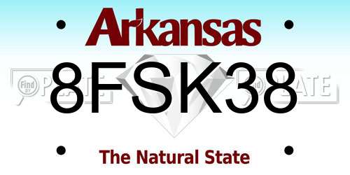 8FSK38 Arkansas License Plate