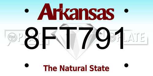 8FT791 Arkansas License Plate