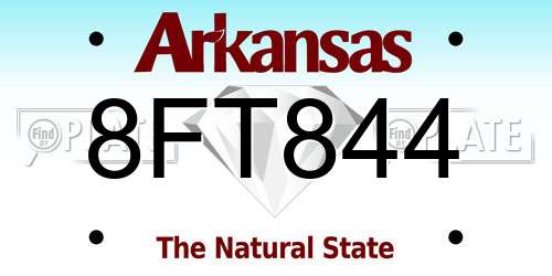8FT844 Arkansas License Plate