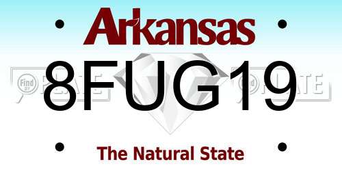 8FUG19 Arkansas License Plate