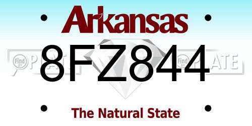 8FZ844 Arkansas License Plate