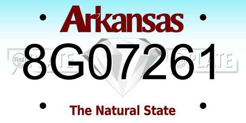 8G07261 Arkansas License Plate