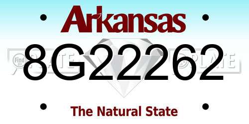 8G22262 Arkansas License Plate