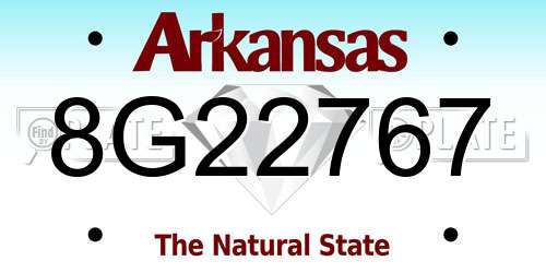 8G22767 Arkansas License Plate
