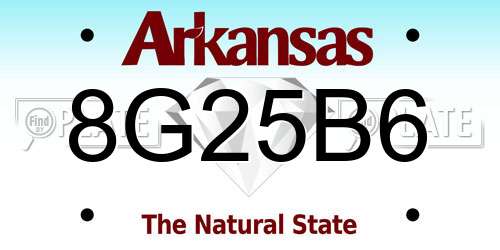 8G25B6 Arkansas License Plate