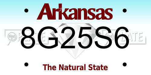 8G25S6 Arkansas License Plate
