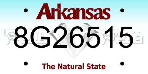 8G26515 Arkansas License Plate
