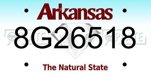 8G26518 Arkansas License Plate