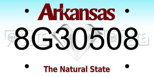 8G30508 Arkansas License Plate