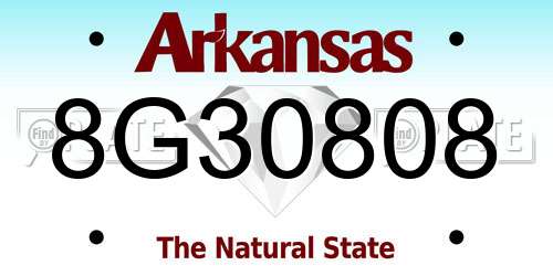 8G30808 Arkansas License Plate