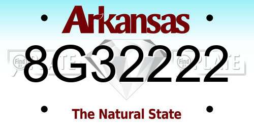 8G32222 Arkansas License Plate