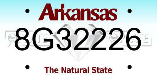 8G32226 Arkansas License Plate