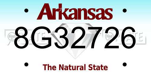 8G32726 Arkansas License Plate