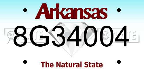8G34004 Arkansas License Plate