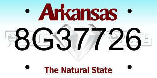 8G37726 Arkansas License Plate