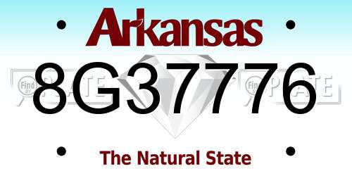 8G37776 Arkansas License Plate