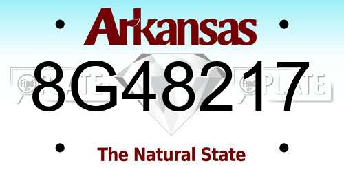 8G48217 Arkansas License Plate