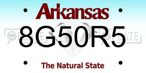 8G50R5 Arkansas License Plate