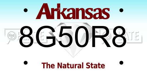 8G50R8 Arkansas License Plate
