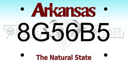 8G56B5 Arkansas License Plate