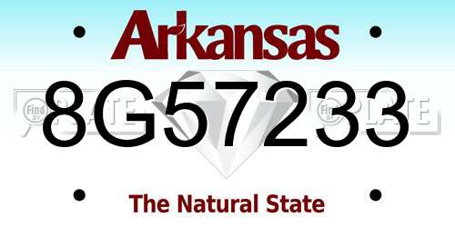8G57233 Arkansas License Plate