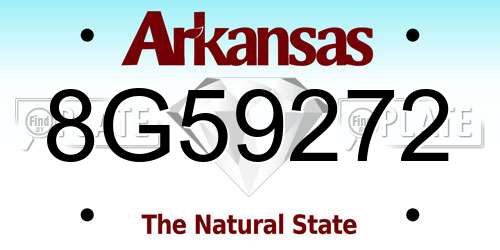 8G59272 Arkansas License Plate