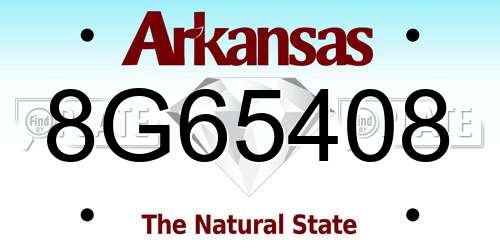 8G65408 Arkansas License Plate