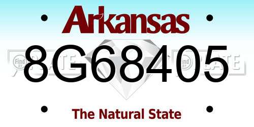 8G68405 Arkansas License Plate