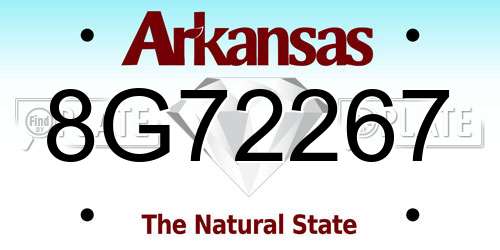 8G72267 Arkansas License Plate
