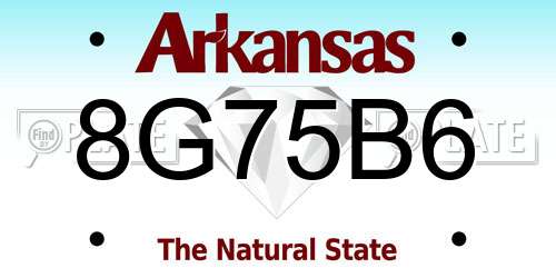 8G75B6 Arkansas License Plate