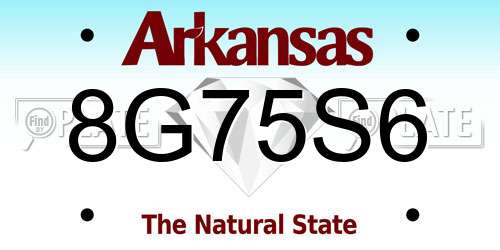 8G75S6 Arkansas License Plate