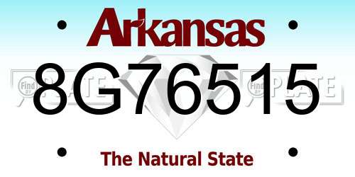 8G76515 Arkansas License Plate