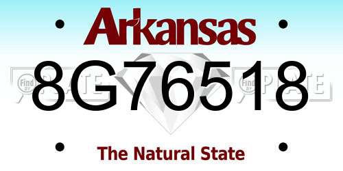 8G76518 Arkansas License Plate