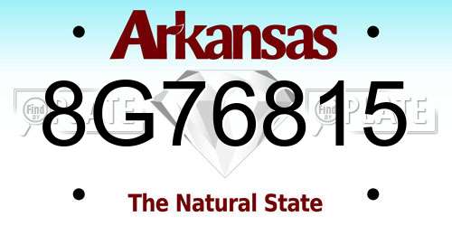 8G76815 Arkansas License Plate